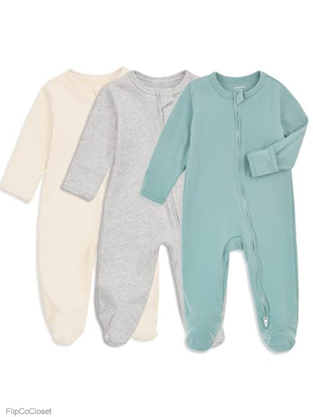 Baby Footie Pajamas Cotton with Mitten Cuffs Double Zipper Infant Sleeper